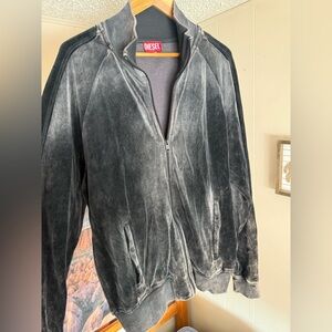 Diesel Charcoal Velvet Zip-Up Jacket